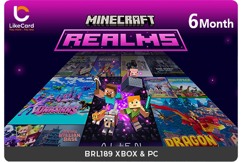 Minecraft Realms 6M - BedRock XBOX & PC - Buy Online
