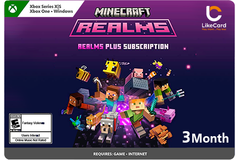 Minecraft Realms plus 3M - BedRock XBOX & PC - Instant Delivery in Oman