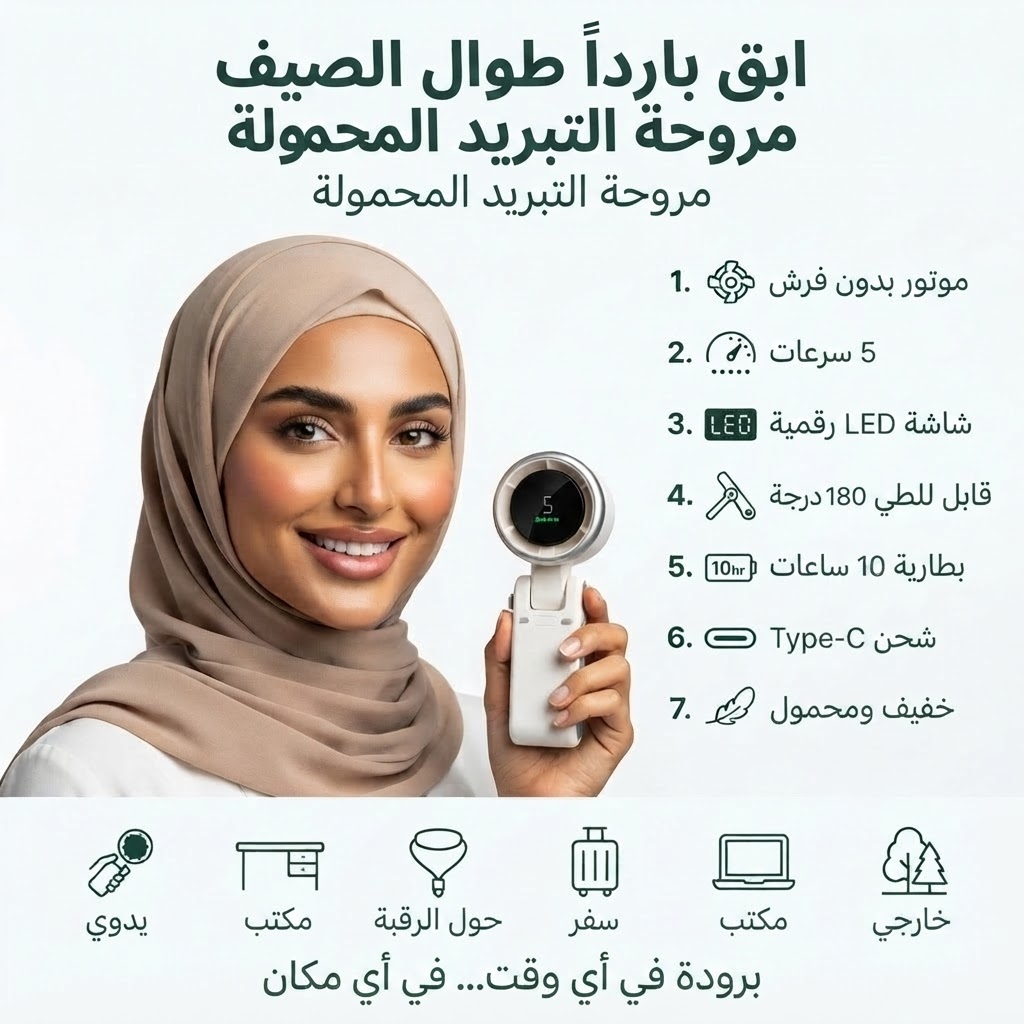 مروحة التوربو الصغيرة المحمولة والقابلة للطي بالشحن